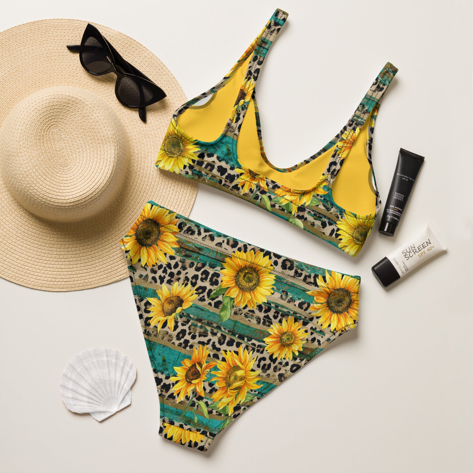 Baha Ranch Yeehaw Leopard & Sunflower Bikini