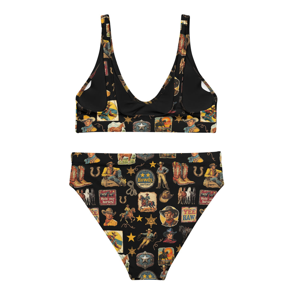 Baha Ranch Yeehaw Vintage Cowboy Collage Bikini
