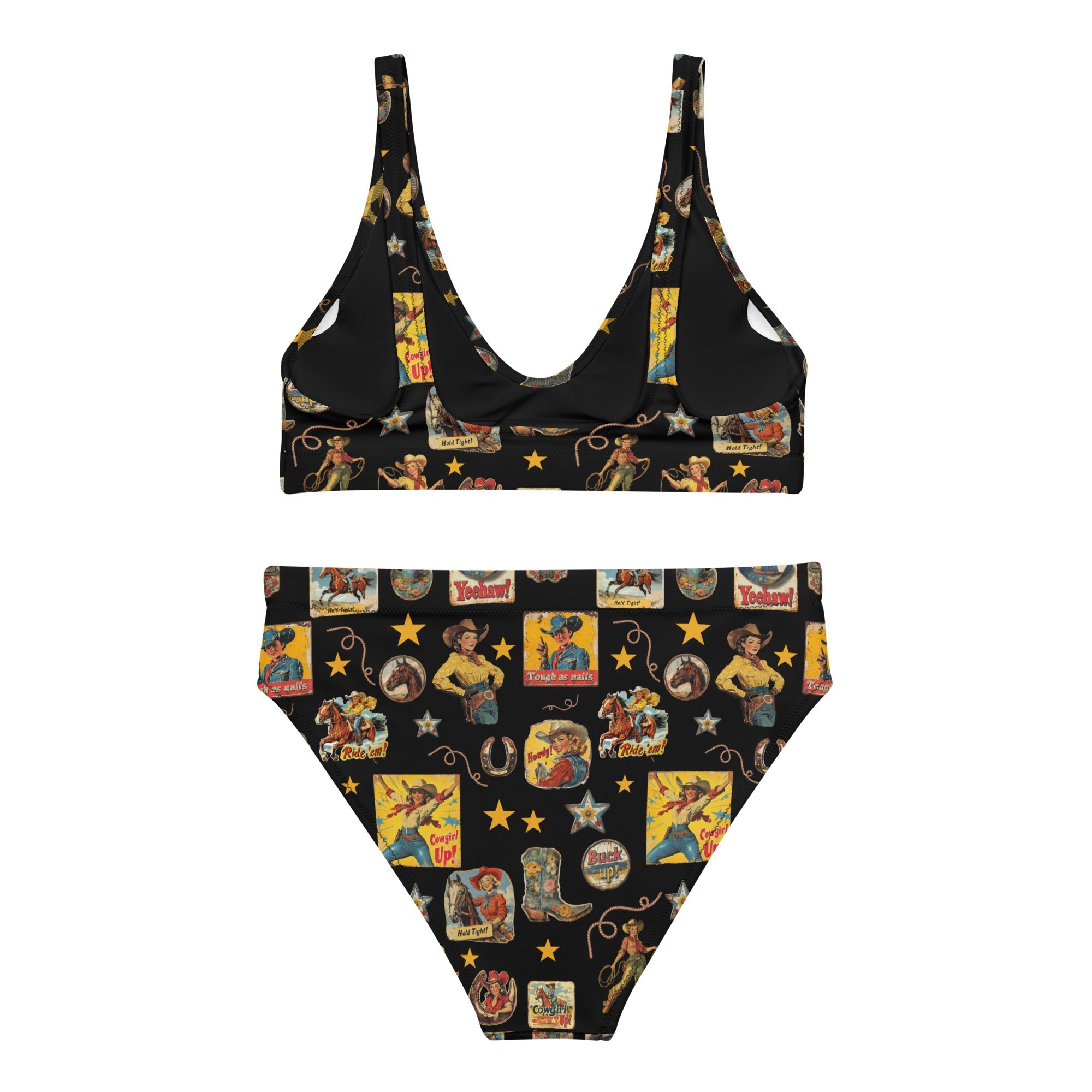 Baha Ranch Yeehaw Vintage Cowgirl Collage Bikini