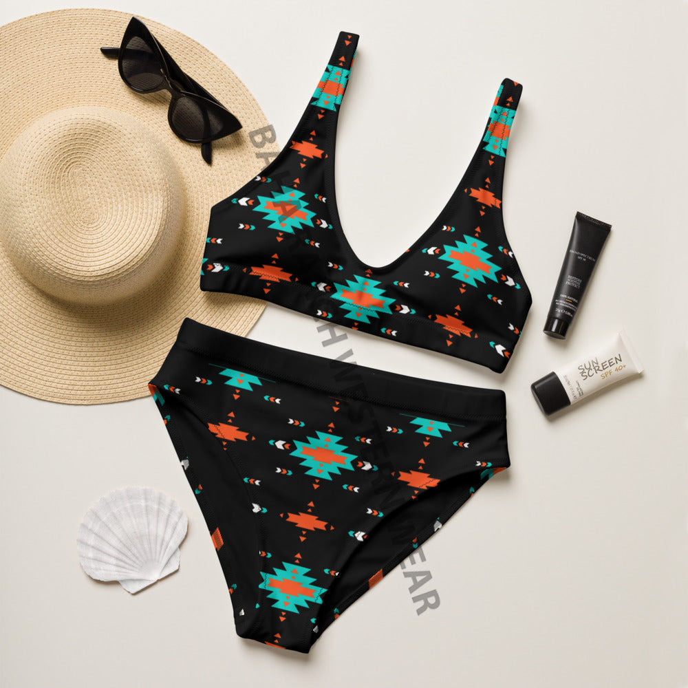 Baha Ranch Yeehaw Turquoise & Orange Aztec Bikini