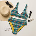 Baha Ranch Yeehaw Teal Aztec Blanket Print Bikini