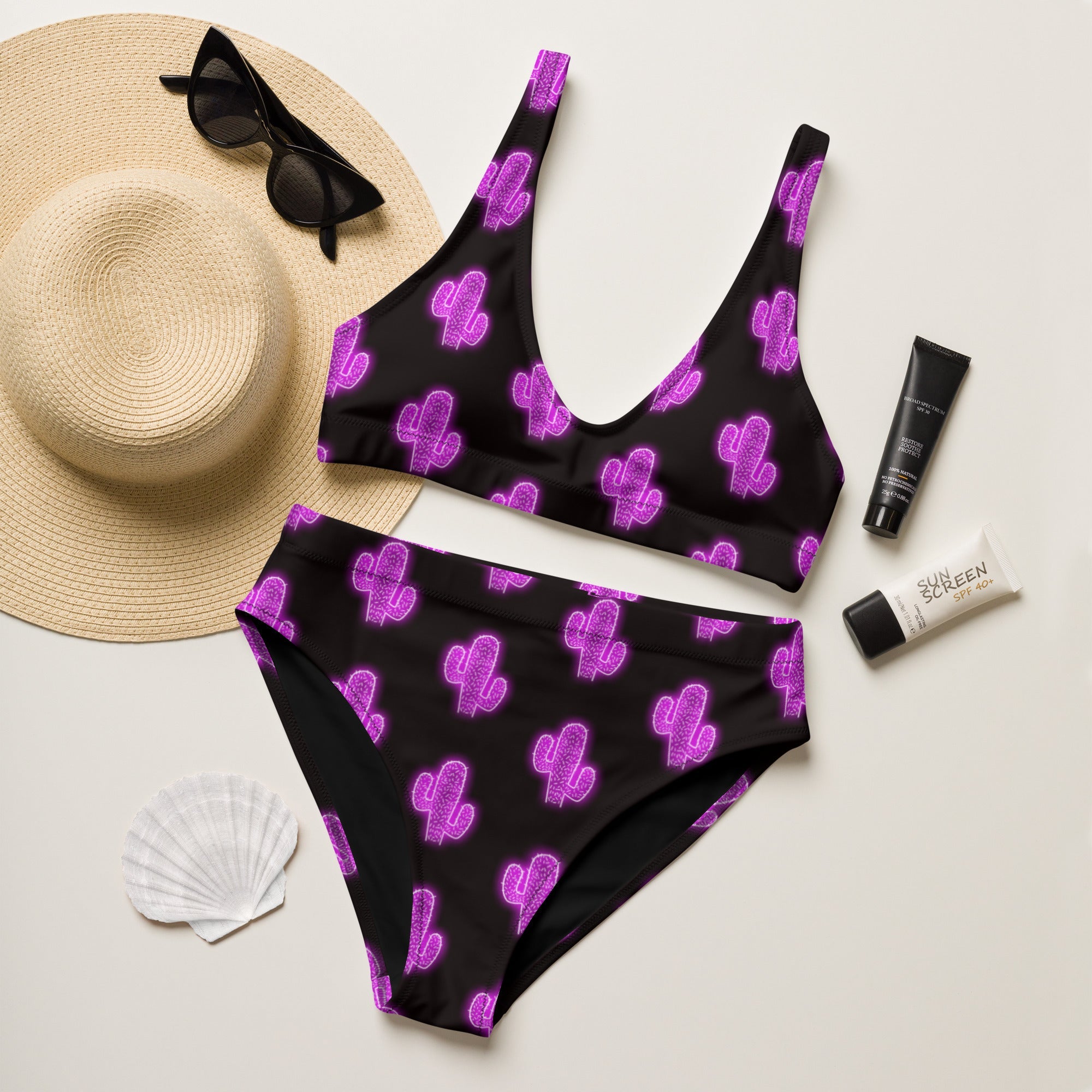 Baha Ranch Yeehaw Purple Neon Cactus Bikini
