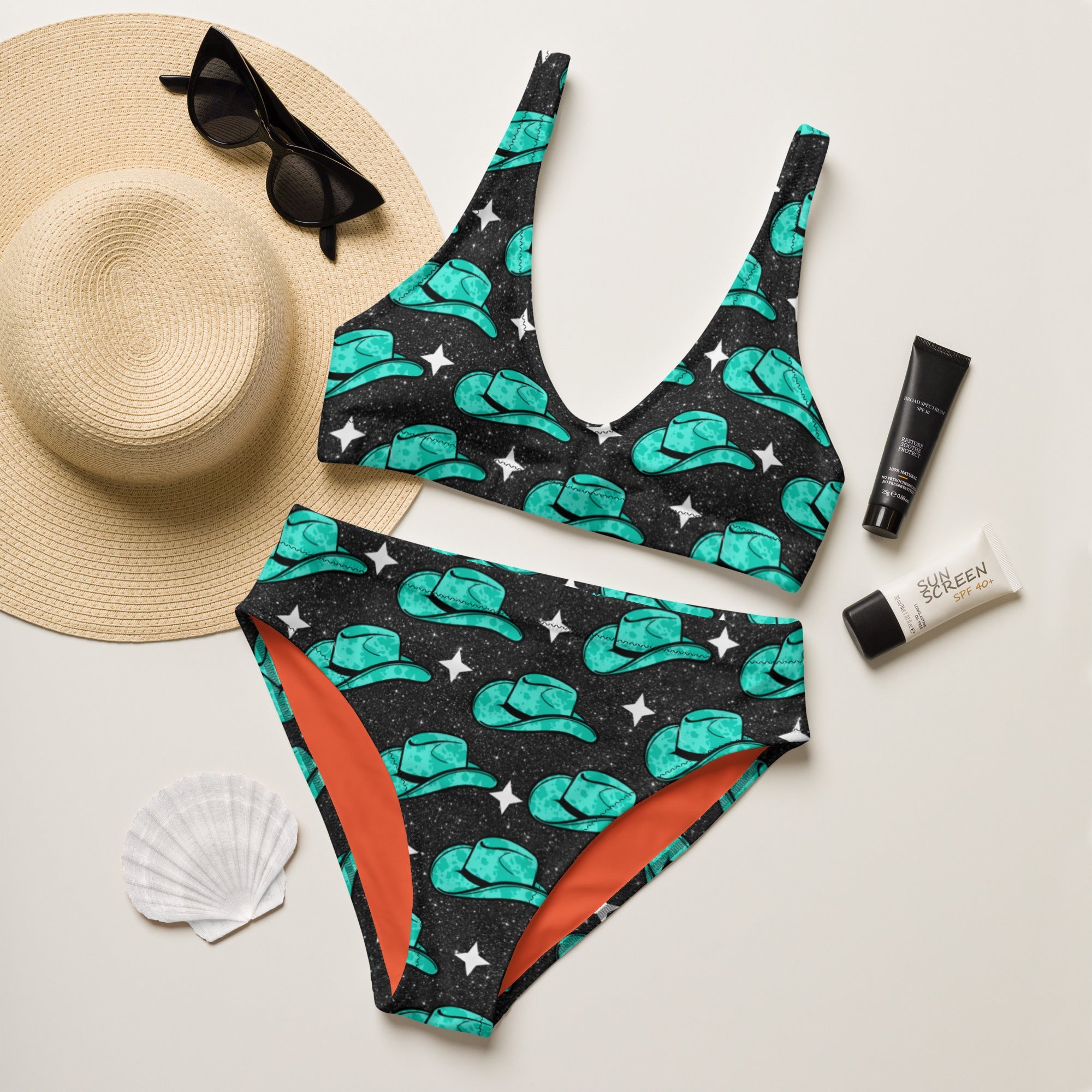 Baha Ranch Yeehaw Turquoise Hat Bikini