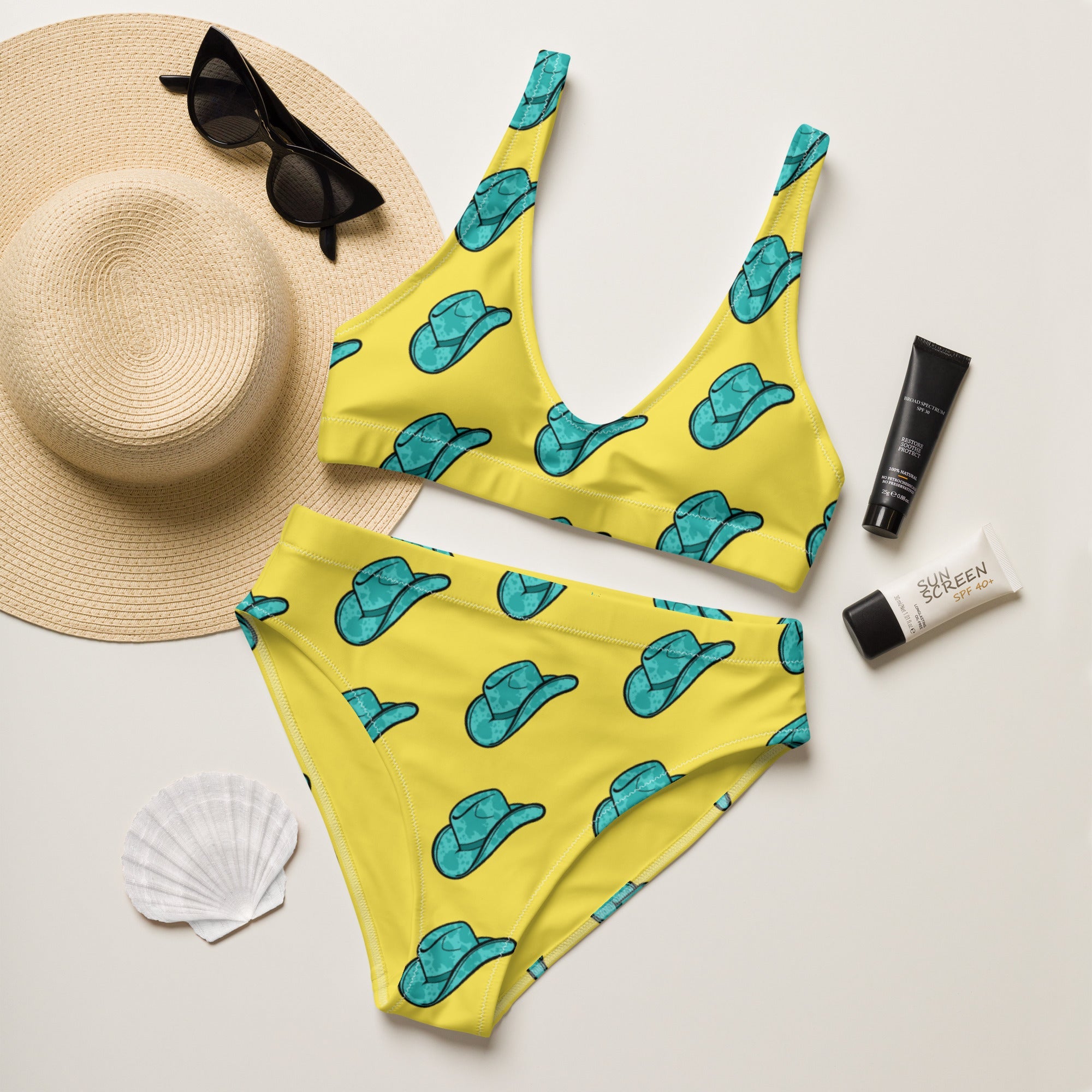 Baha Ranch Yeehaw Turquoise Hat Bikini
