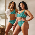 Baha Ranch Yeehaw Turquoise Floral Leather Print Bikini