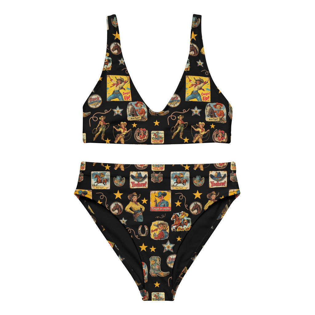 Baha Ranch Yeehaw Vintage Cowgirl Collage Bikini