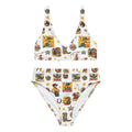 Baha Ranch Yeehaw Vintage Cowgirl Collage White Bikini