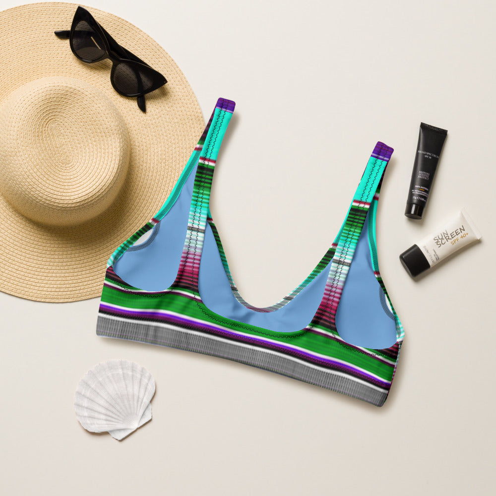 Baha Ranch Yeehaw Aqua Serape Bikini Top