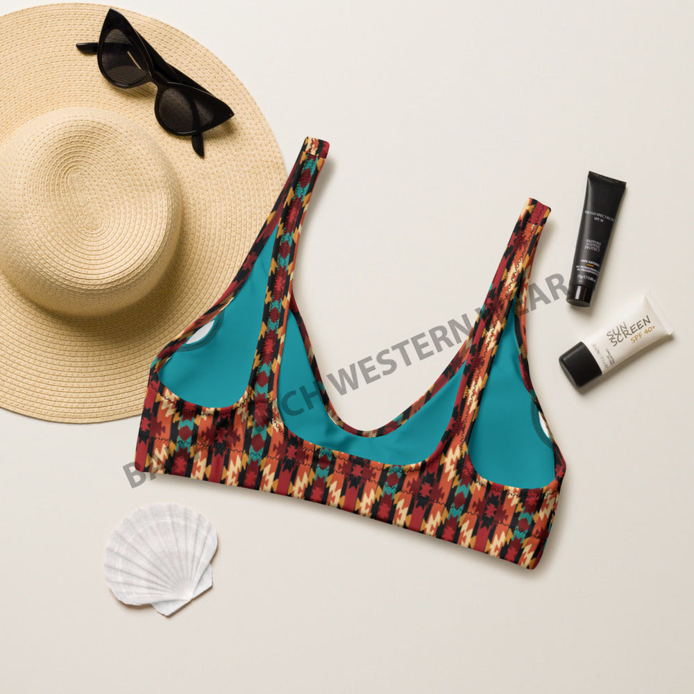 Baha Ranch Yeehaw Rust Aztec Bikini Top