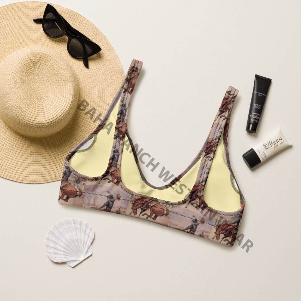 Baha Ranch Yeehaw Vintage Cowboy Bronc Bikini Top