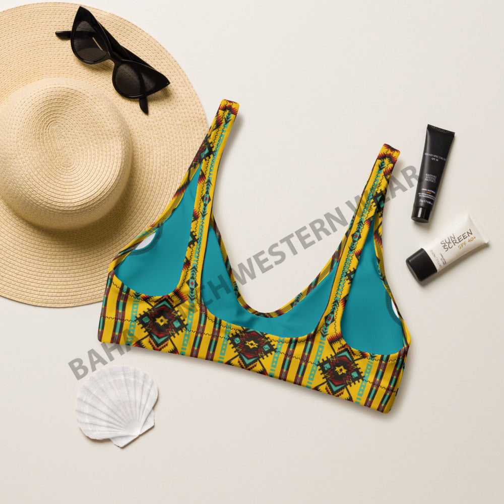Baha Ranch Yeehaw Mustard Aztec Bikini Top