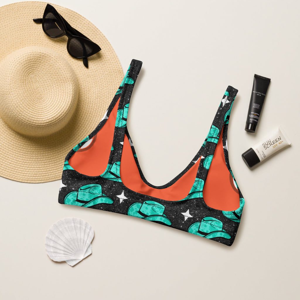 Baha Ranch Yeehaw Turquoise Hat Bikini Top