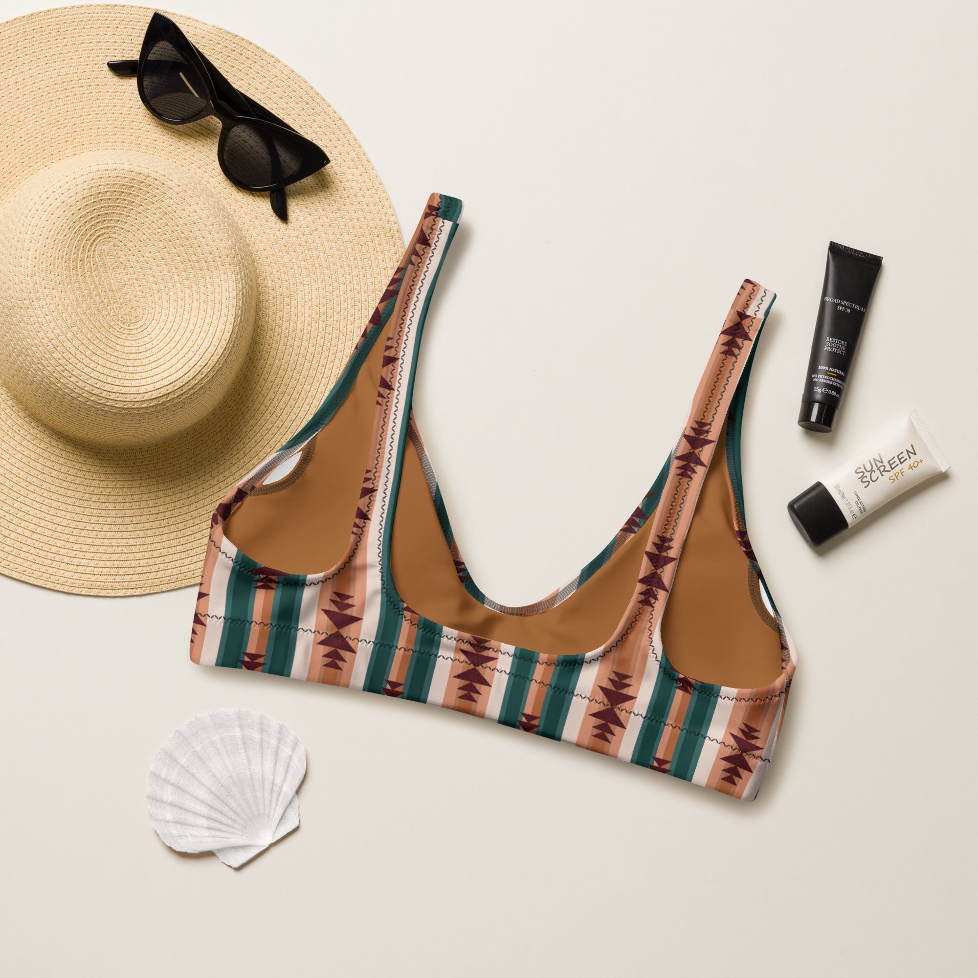Baha Ranch Yeehaw Cocoa Aztec Bikini Top