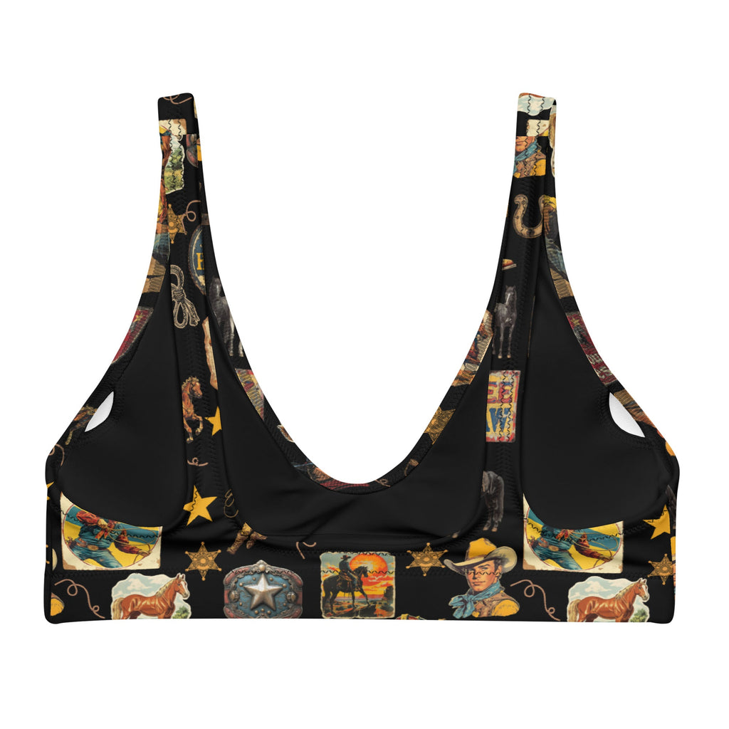 Baha Ranch Yeehaw Vintage Cowboy Collage Bikini Top