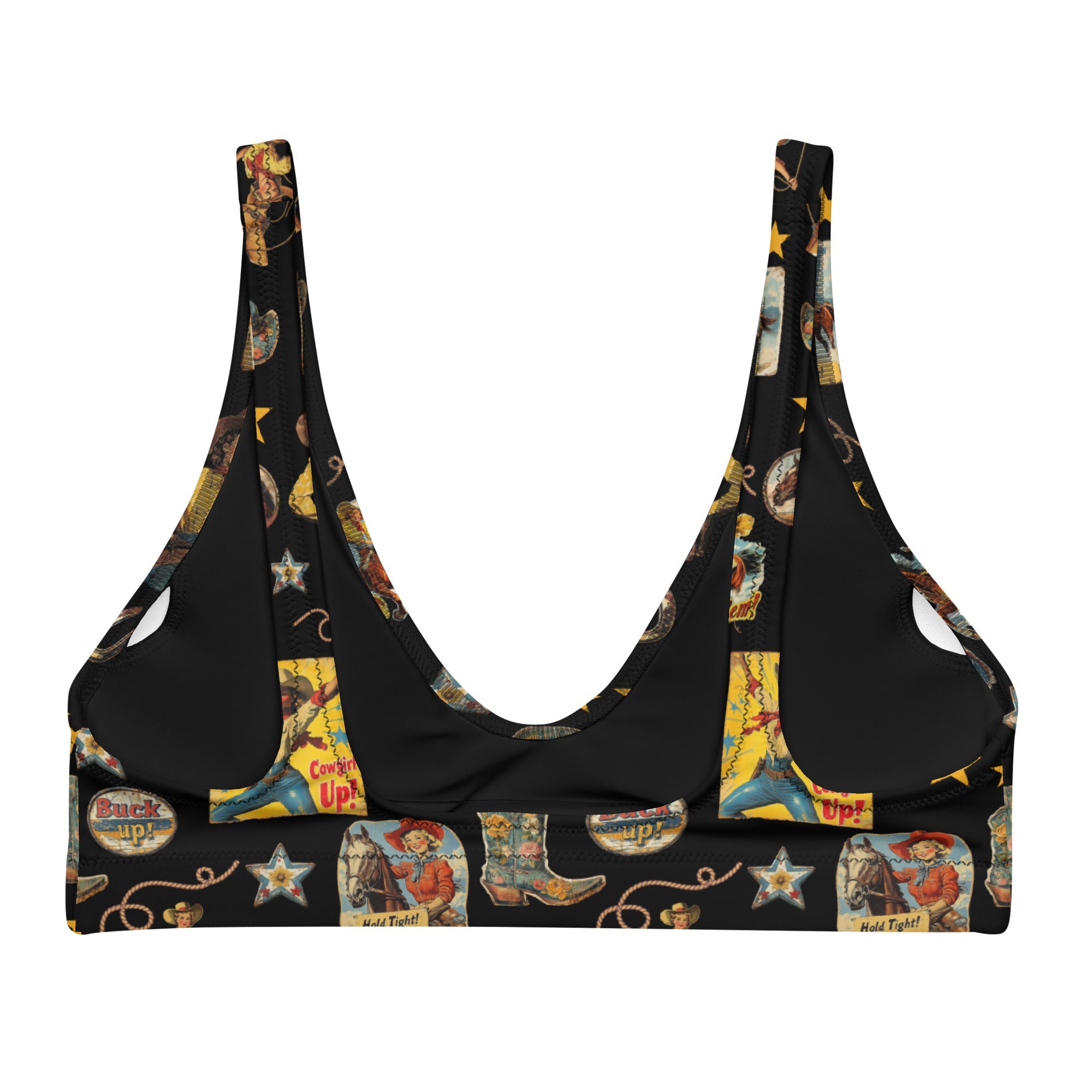 Baha Ranch Yeehaw Vintage Cowgirl Collage Bikini Top