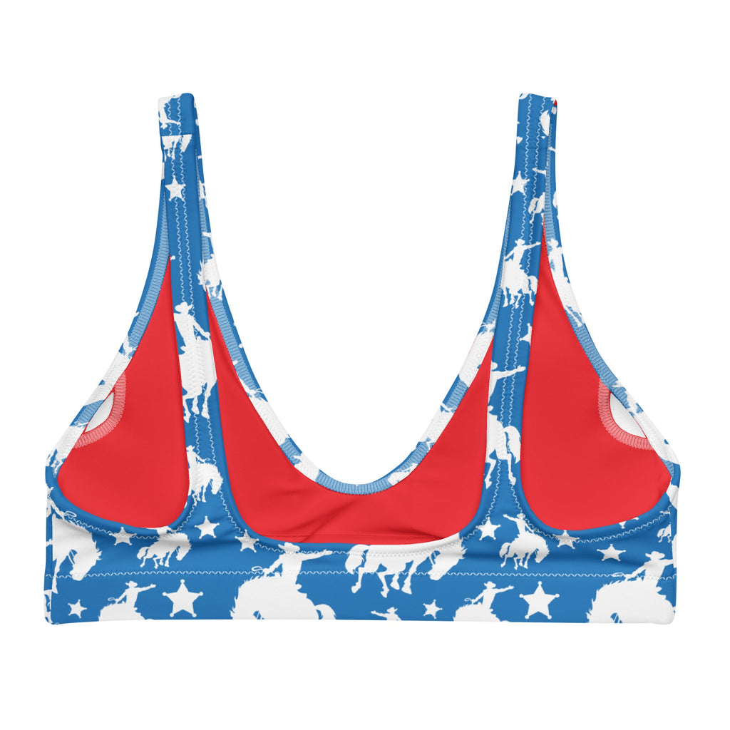 Baha Ranch Yeehaw Blue Rodeo Cowboy Bikini Top