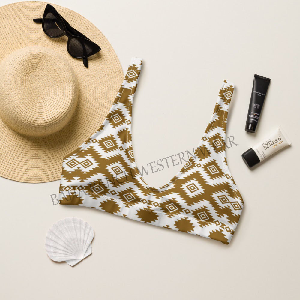 Baha Ranch Yeehaw Brown Aztec Bikini Top