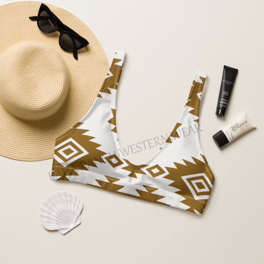 Baha Ranch Yeehaw Bold Brown Aztec Bikini Top