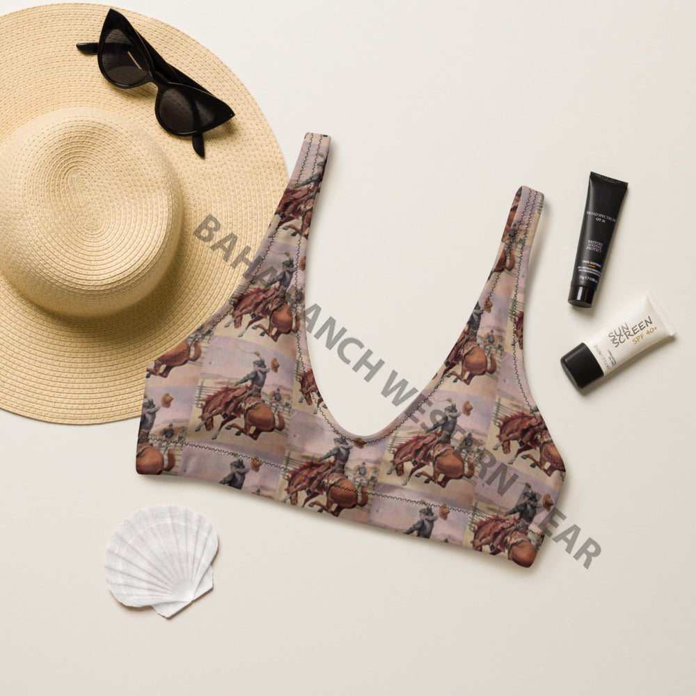 Baha Ranch Yeehaw Vintage Cowboy Bronc Bikini Top