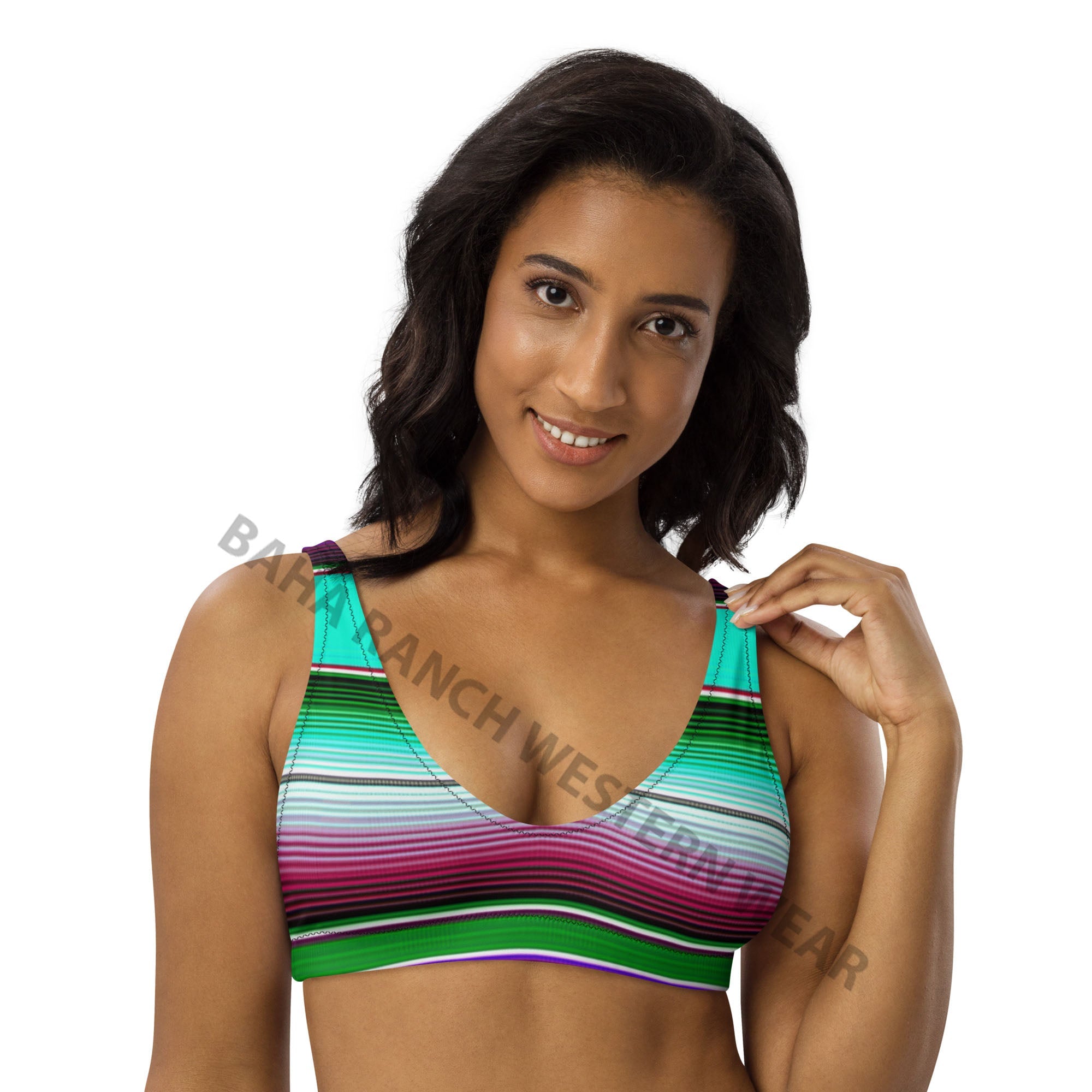 Baha Ranch Yeehaw Aqua Serape Bikini Top