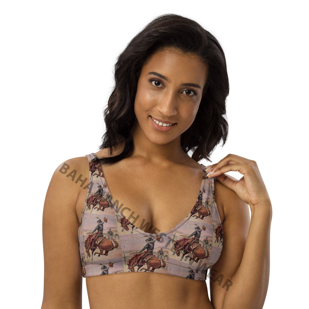 Baha Ranch Yeehaw Vintage Cowboy Bronc Bikini Top