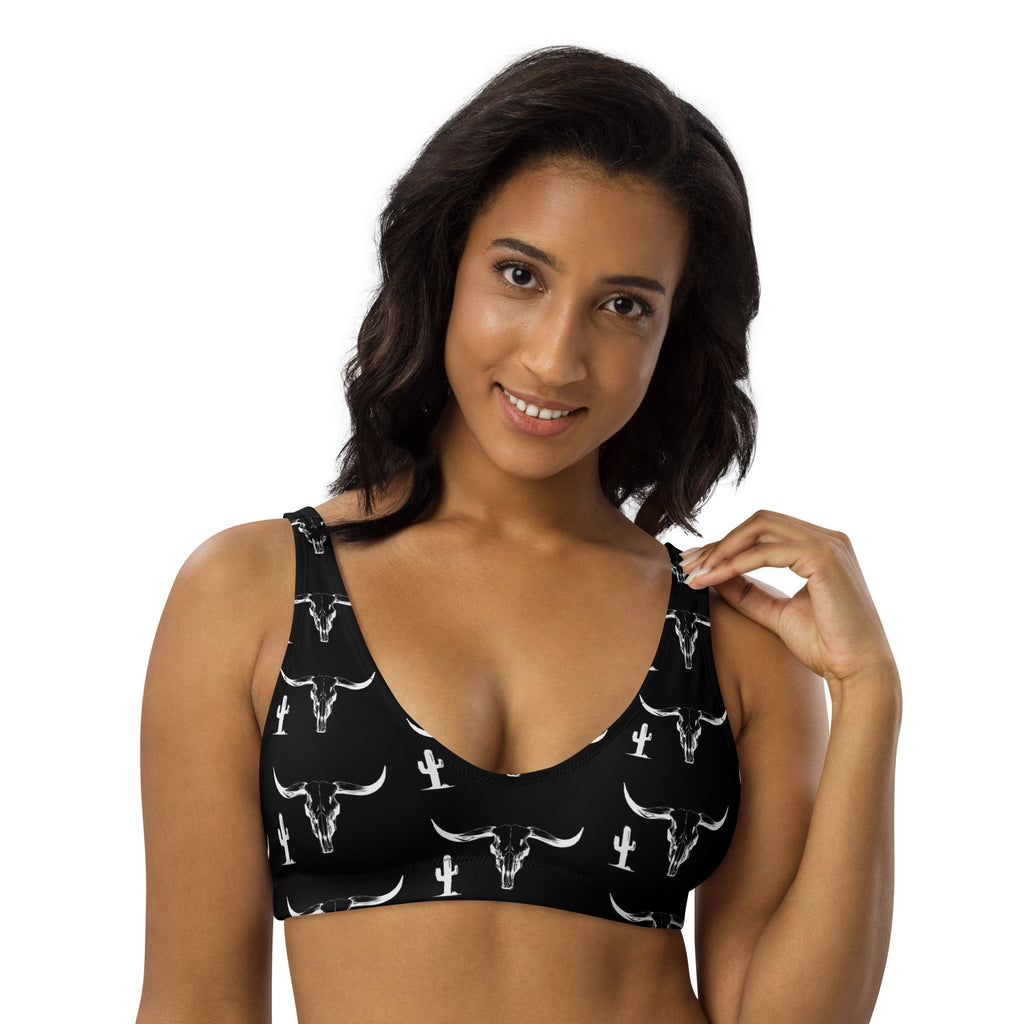 Baha Ranch Yeehaw White Bullhead Cactus Bikini Top