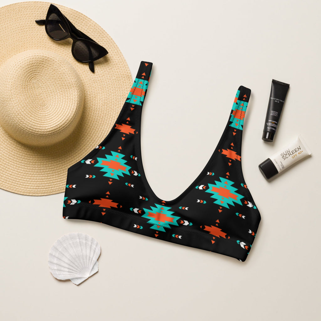 Baha Ranch Yeehaw Turquoise & Orange Aztec Bikini Top