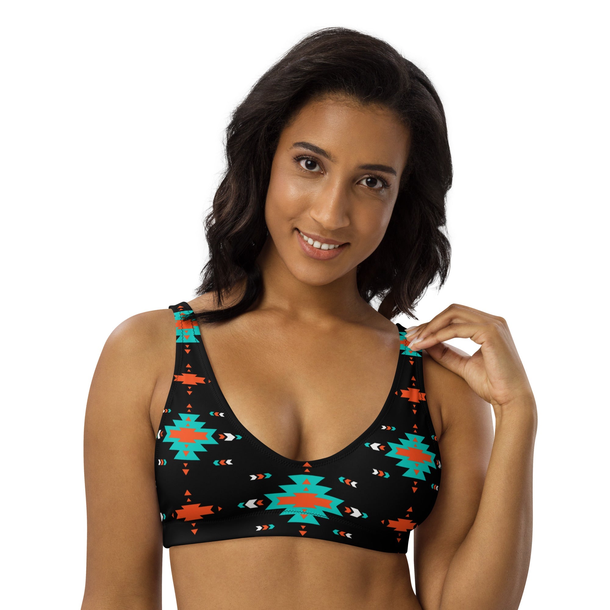 Baha Ranch Yeehaw Turquoise & Orange Aztec Bikini Top