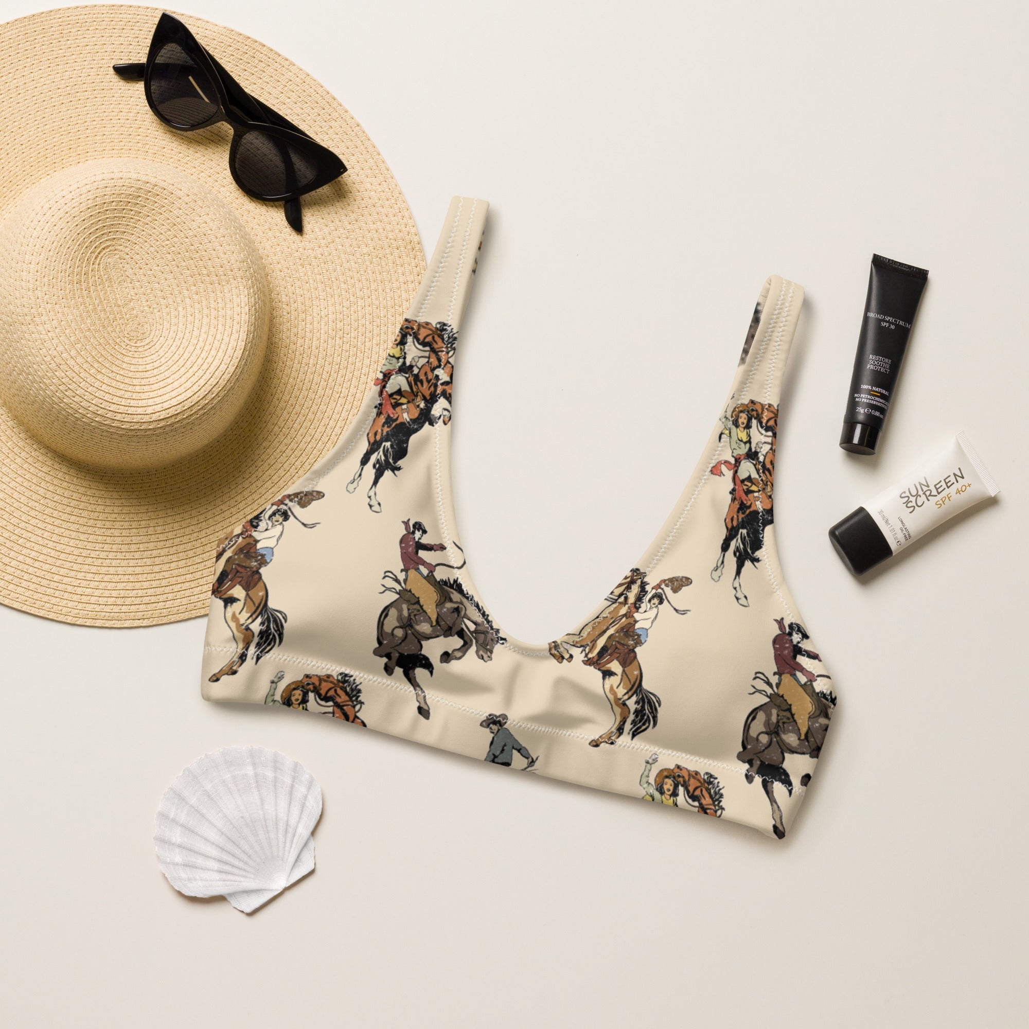 Baha Ranch Yeehaw Vintage Cowgirl Bikini Top