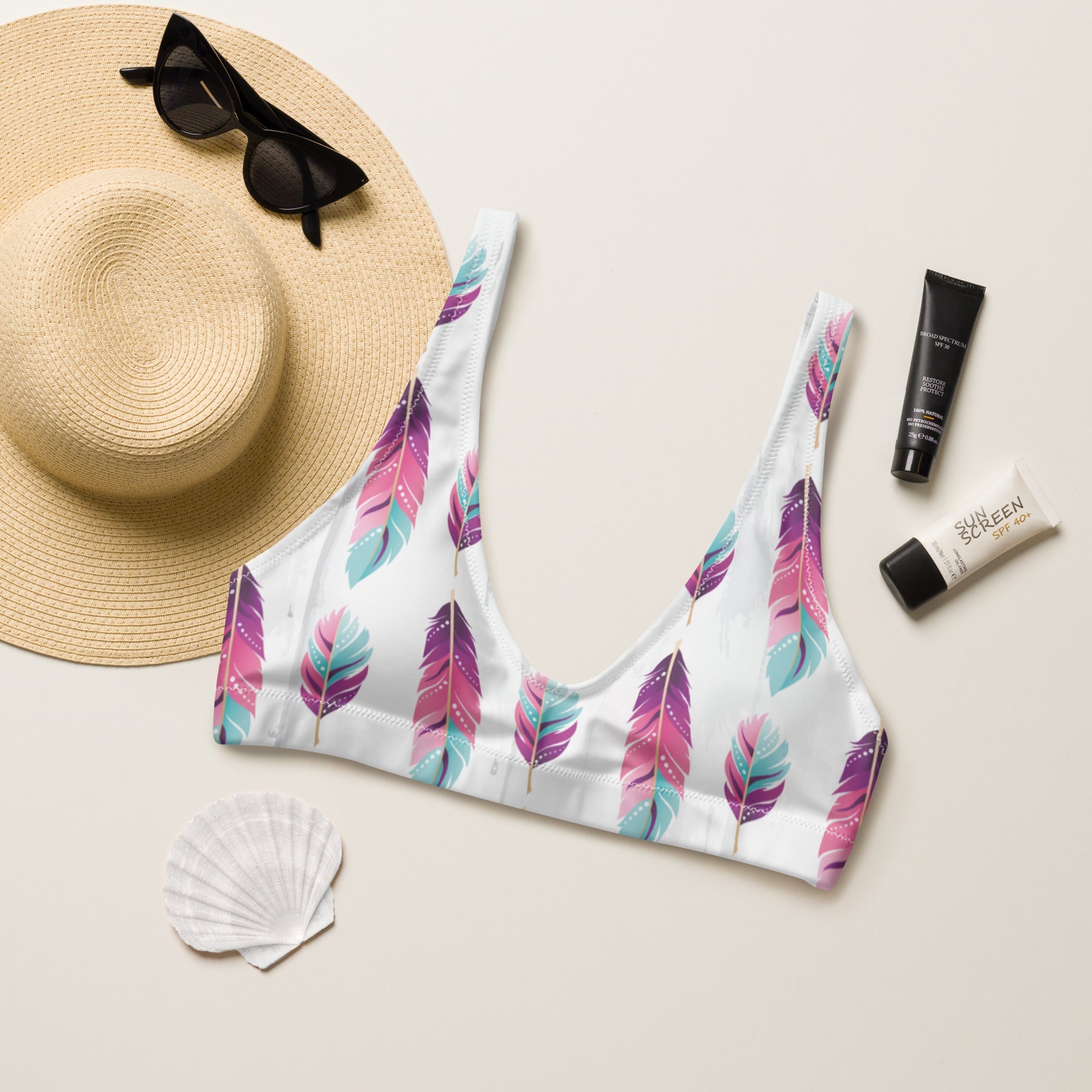 Baha Ranch Yeehaw Boho Feather Bikini Top