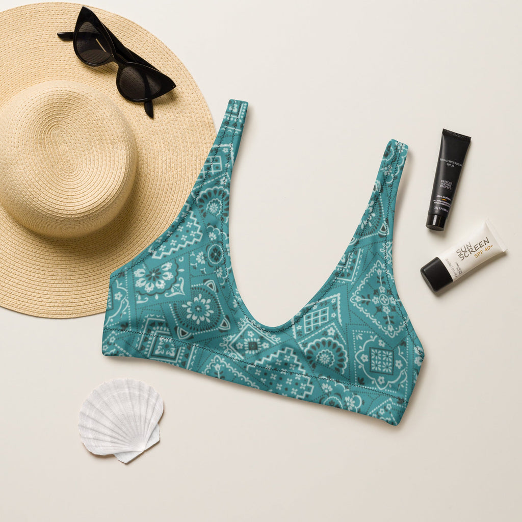 Baha Ranch Yeehaw Turquoise Bandana Bikini Top
