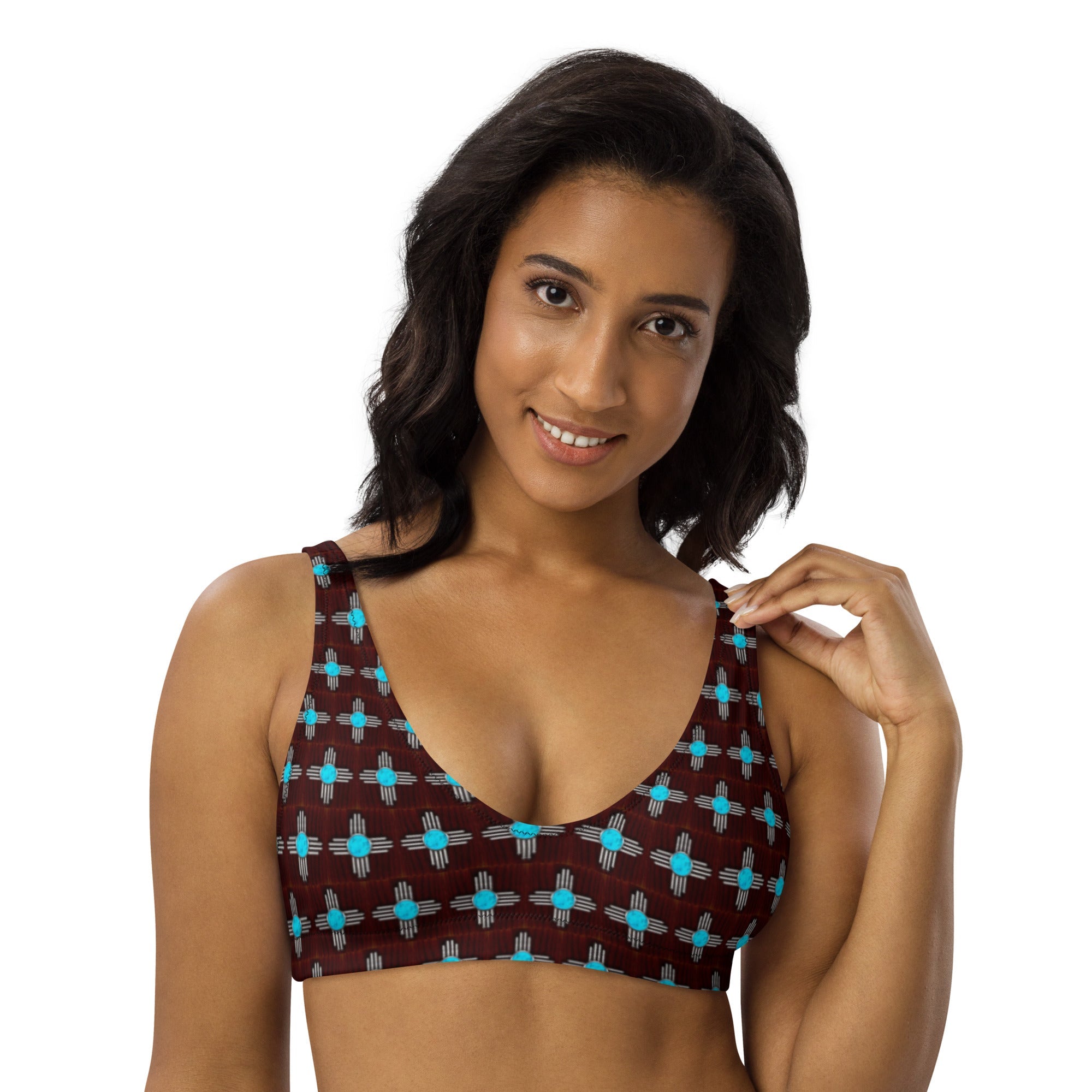 Baha Ranch Yeehaw Turquoise Zia Bikini Top