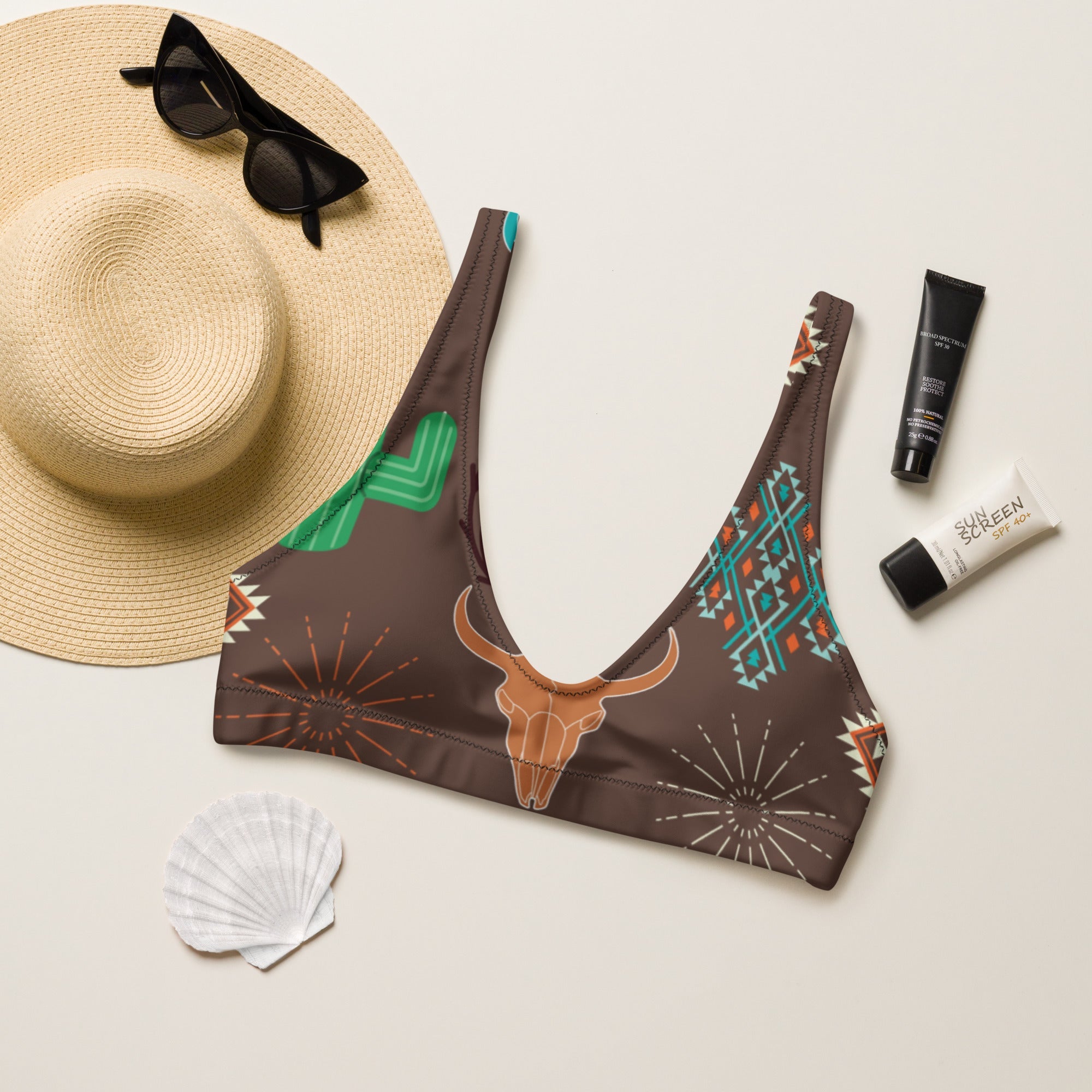 Baha Ranch Yeehaw Bullhead Cactus Bikini Top