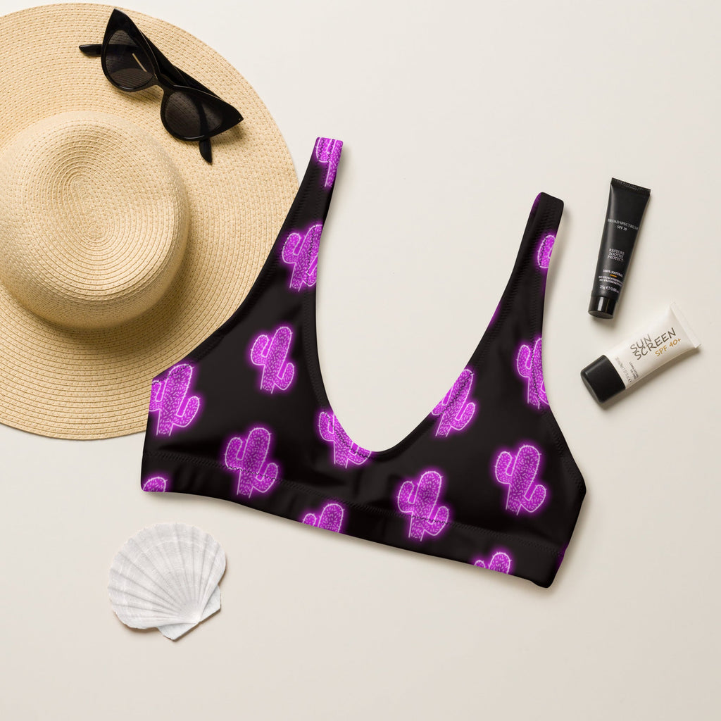 Baha Ranch Yeehaw Purple Neon Cactus Bikini Top