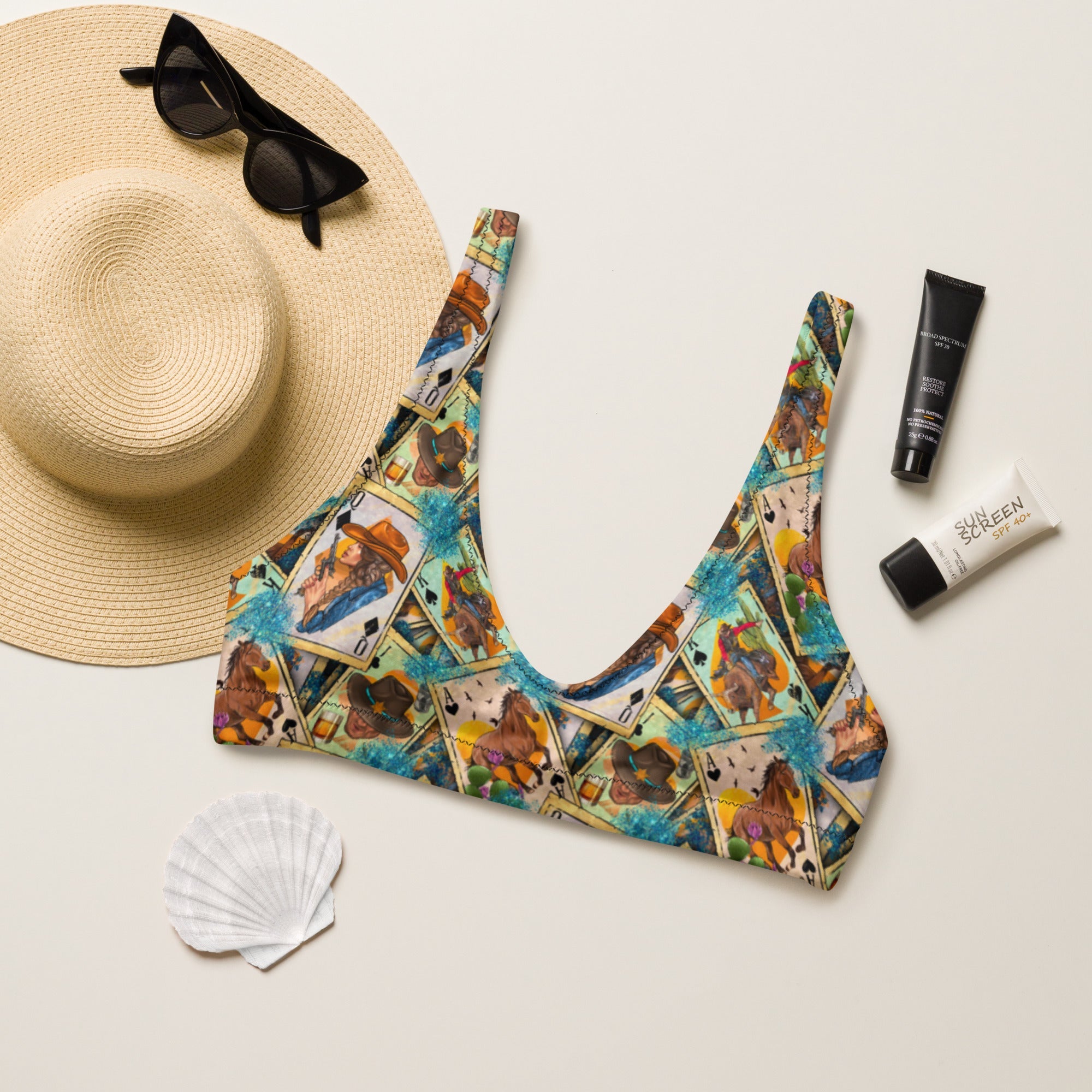 Baha Ranch Yeehaw Feelin' Lucky Cowgirl Bikini Top