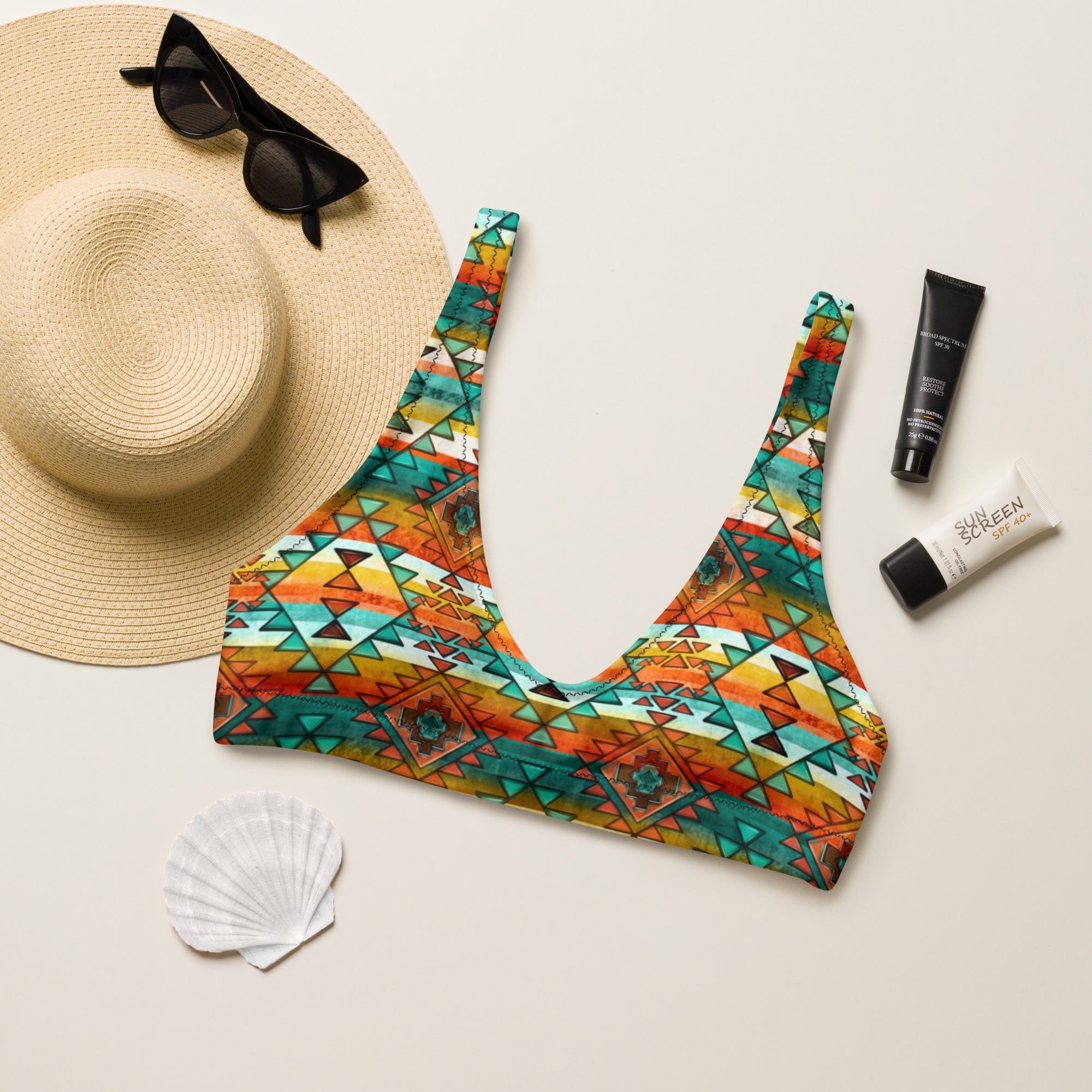 Baha Ranch Yeehaw Mustard Aztec Bikini Top