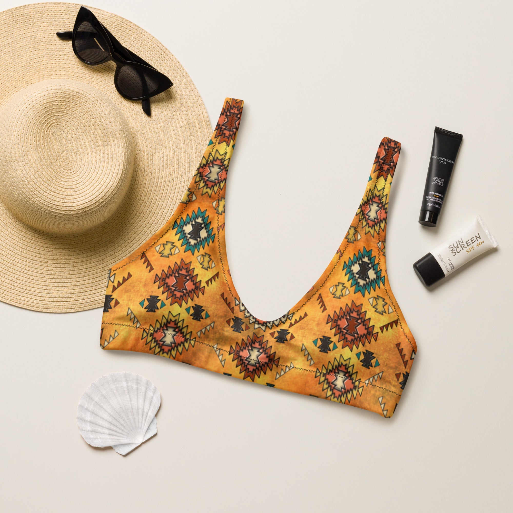 Baha Ranch Yeehaw Golden Aztec Bikini Top