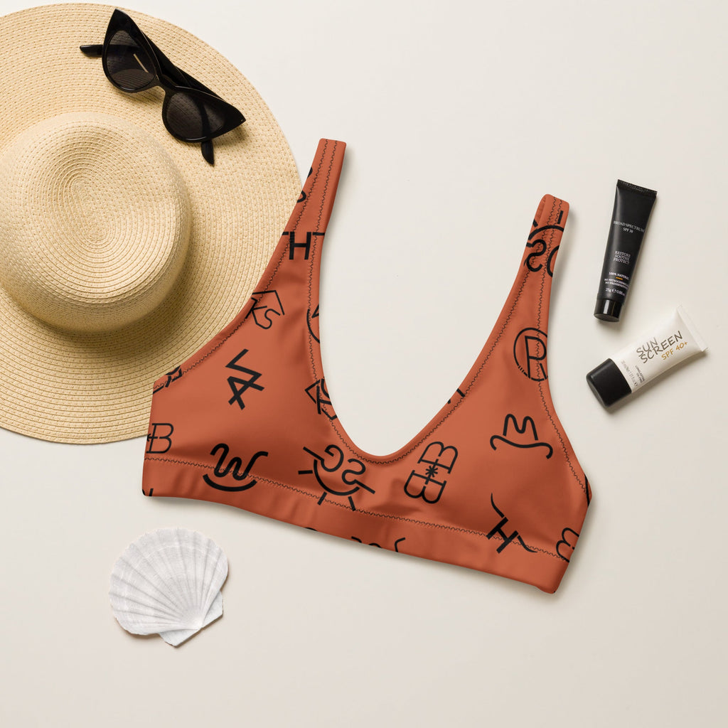 Baha Ranch Yeehaw Brown Cattle Brands Bikini Top
