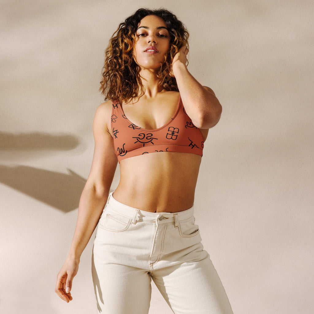 Baha Ranch Yeehaw Brown Cattle Brands Bikini Top