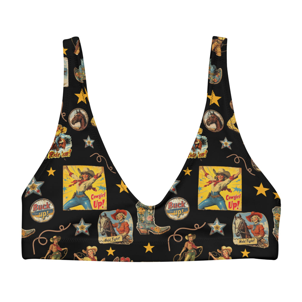Baha Ranch Yeehaw Vintage Cowgirl Collage Bikini Top