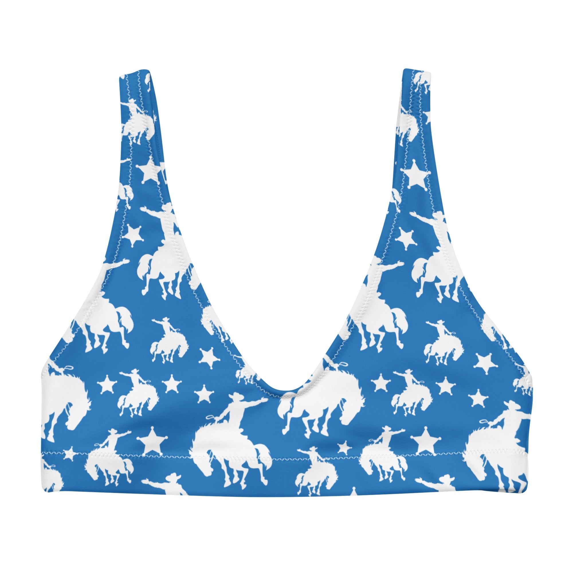 Baha Ranch Yeehaw Blue Rodeo Cowboy Bikini Top
