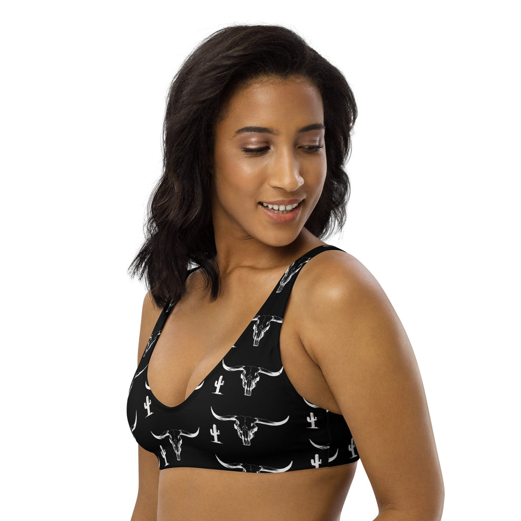 Baha Ranch Yeehaw White Bullhead Cactus Bikini Top