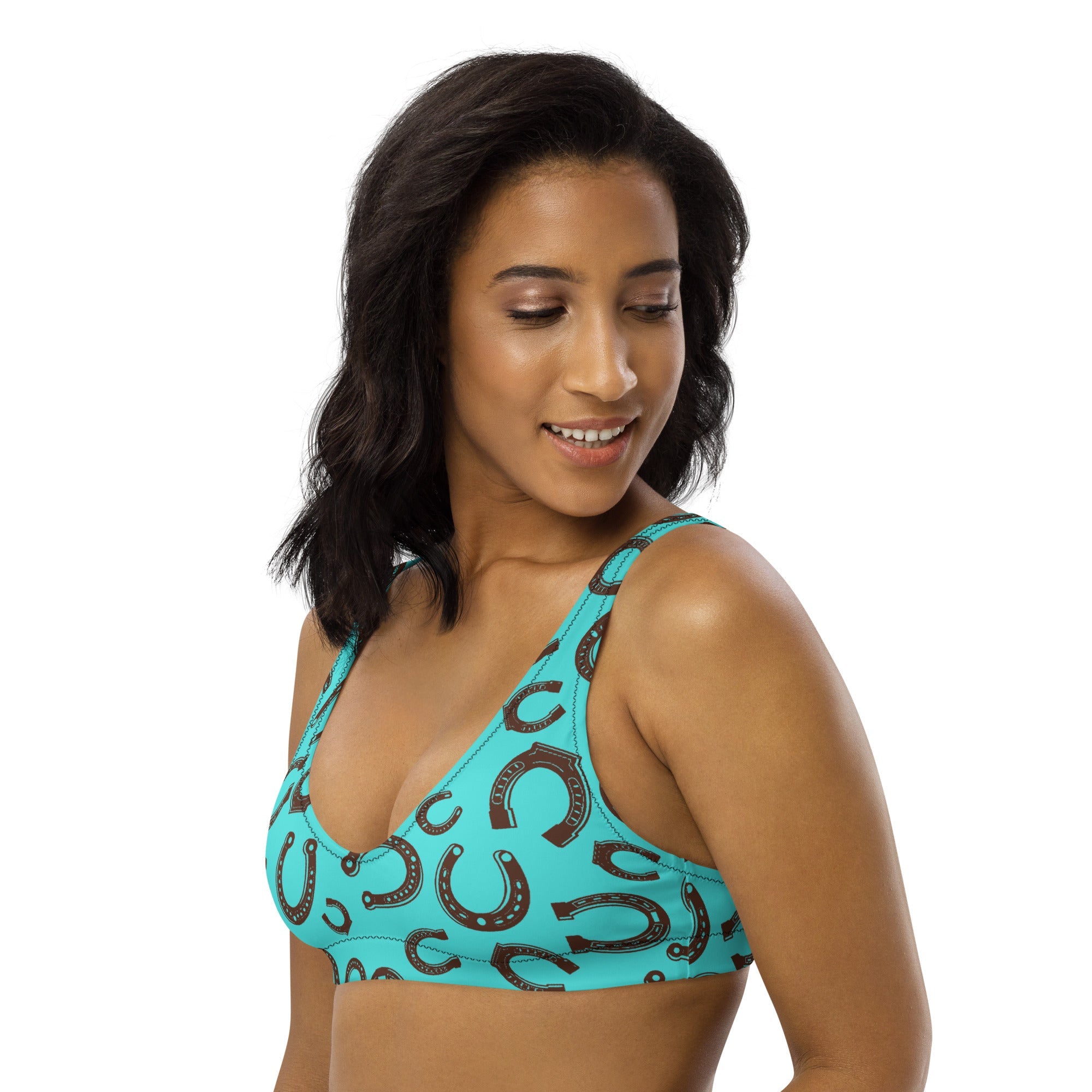 Baha Ranch Yeehaw Turquoise Horseshoe Bikini Top