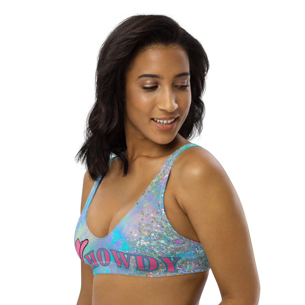 Baha Ranch Yeehaw Howdy Opal Glitter Bikini Top
