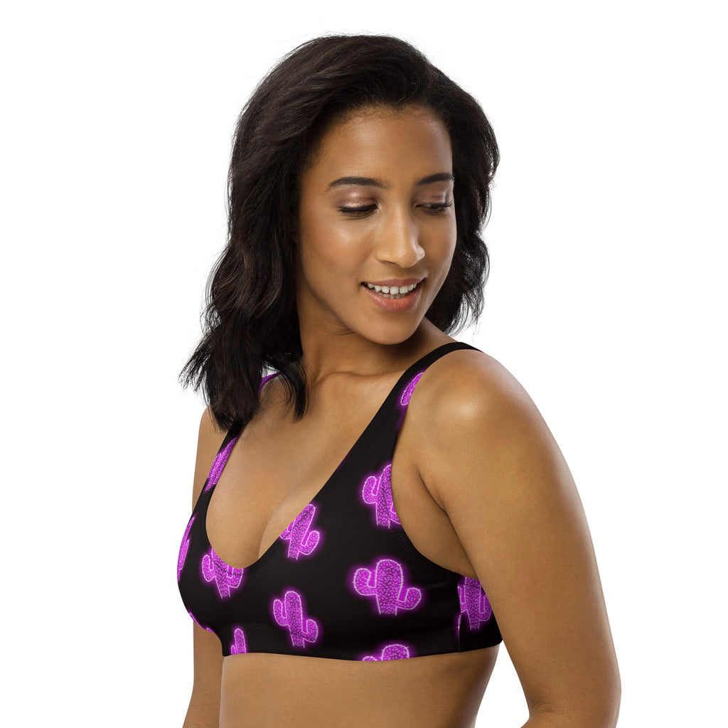 Baha Ranch Yeehaw Purple Neon Cactus Bikini Top