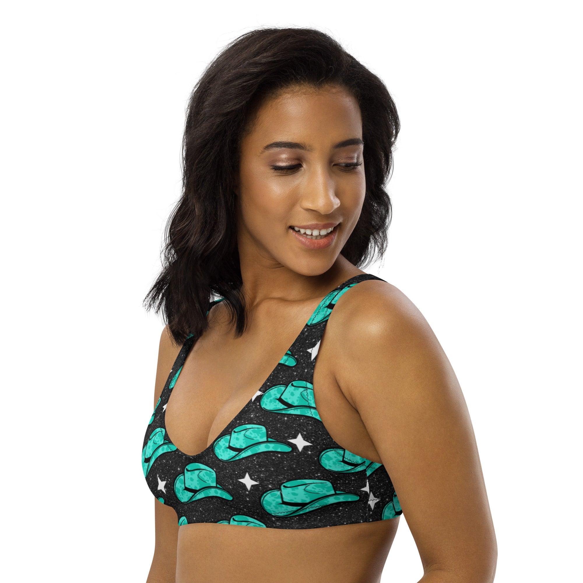 Baha Ranch Yeehaw Turquoise Hat Bikini Top