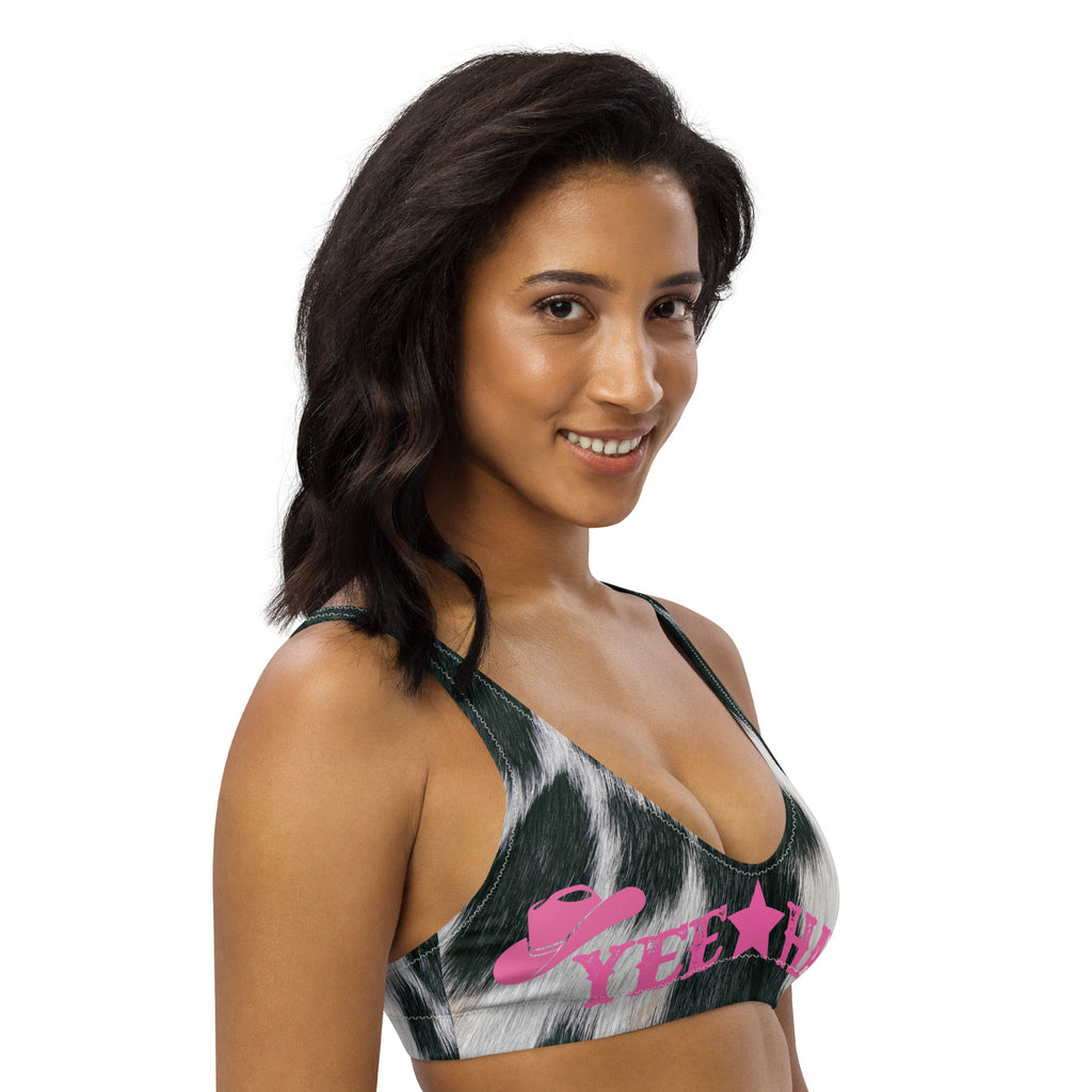 Baha Ranch Yeehaw Cow Print Bikini Top
