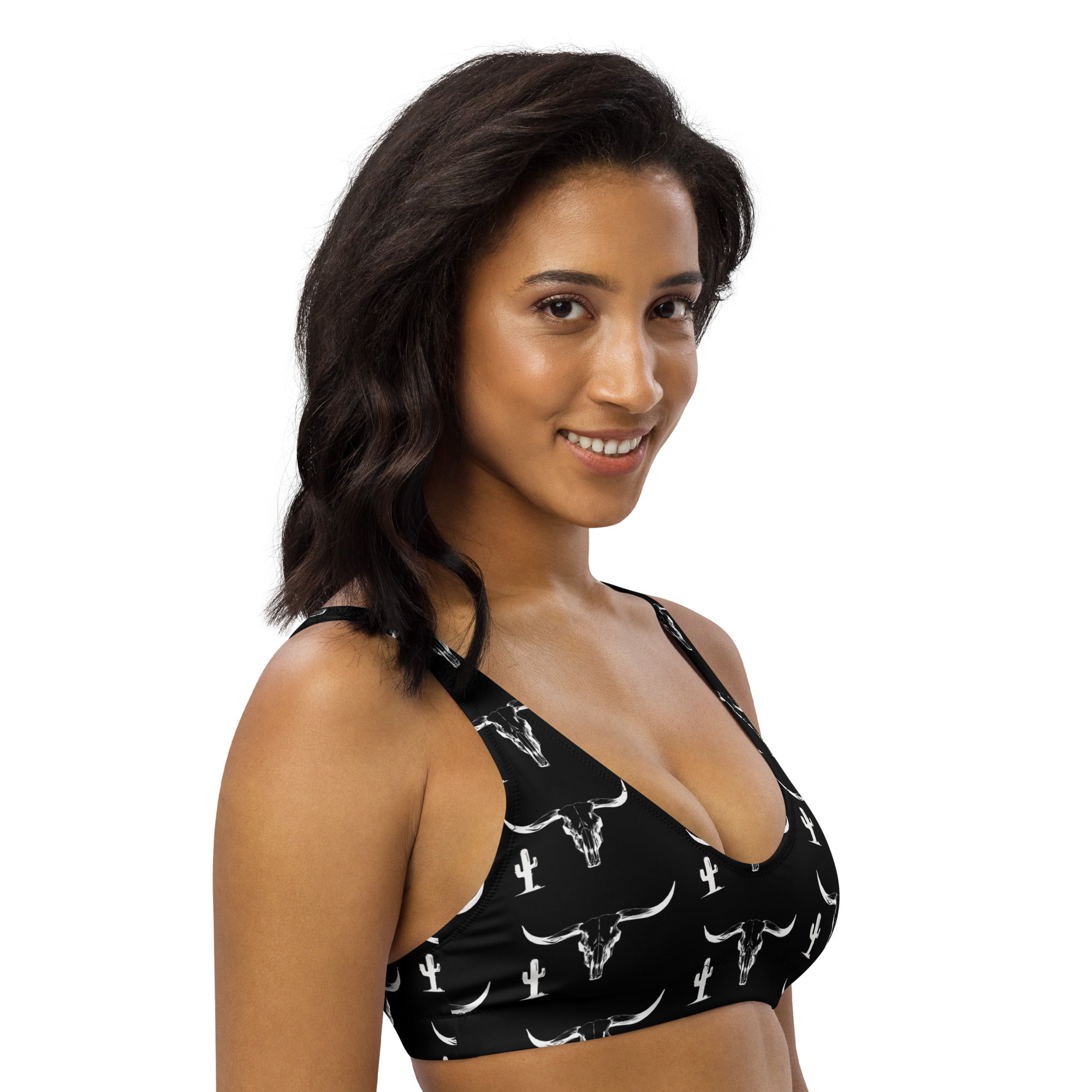 Baha Ranch Yeehaw White Bullhead Cactus Bikini Top
