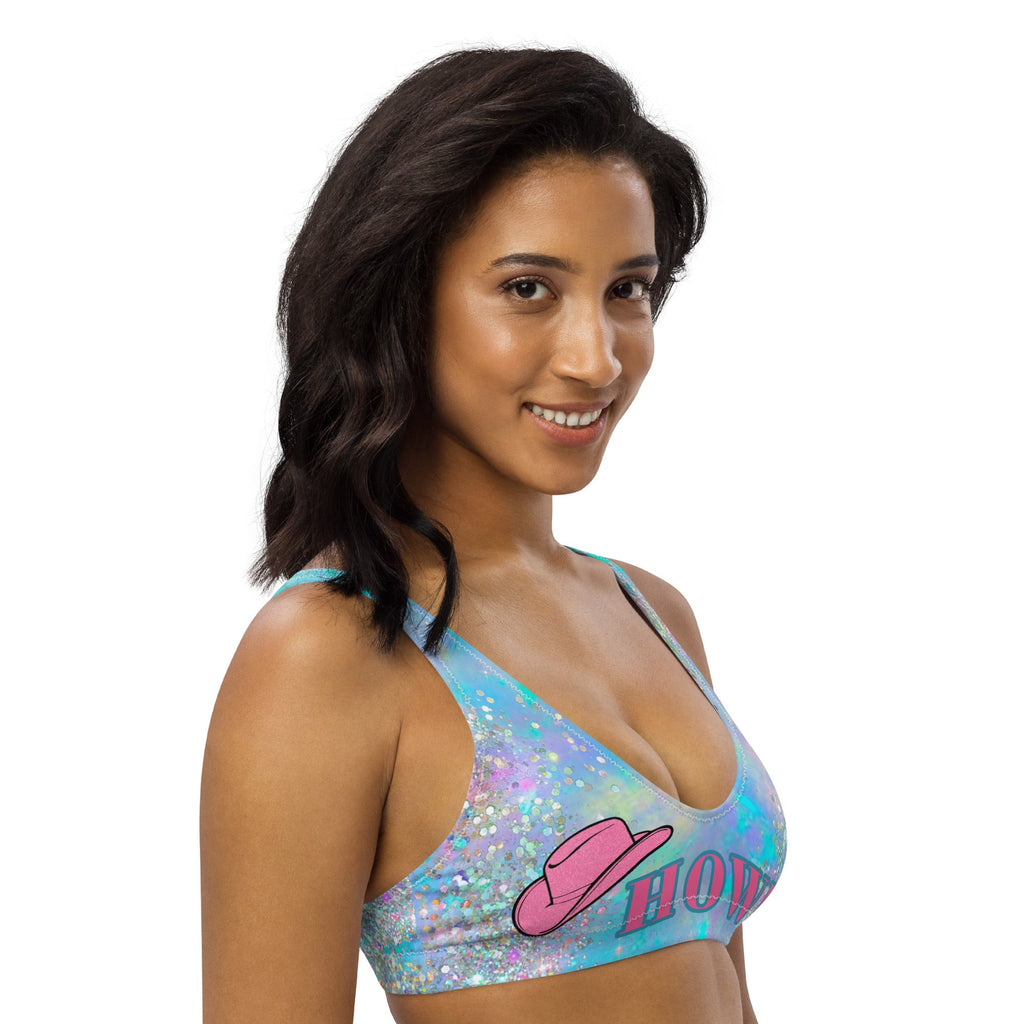 Baha Ranch Yeehaw Howdy Opal Glitter Bikini Top