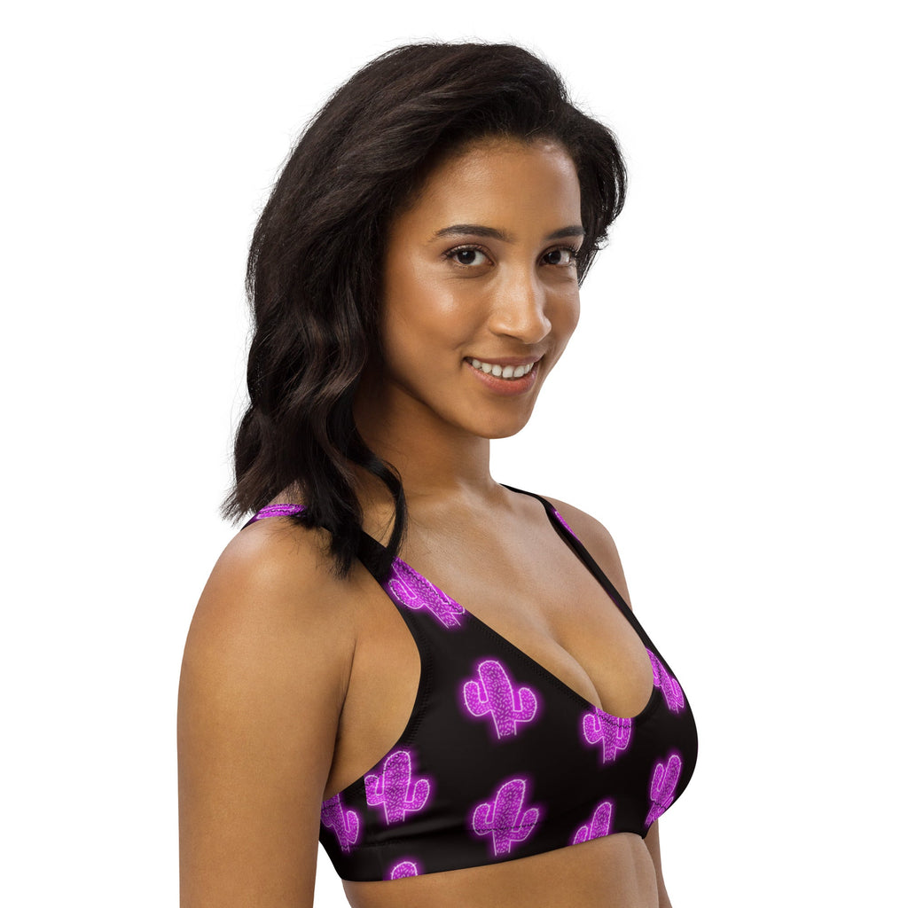 Baha Ranch Yeehaw Purple Neon Cactus Bikini Top